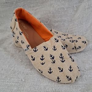TOMS - Tan Anchor Women's Slip-On Shoes - Size 8